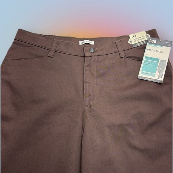 LEE Women’s 12 Petite Brown Plain Front Pants VINTAGE - Picture 1 of 4